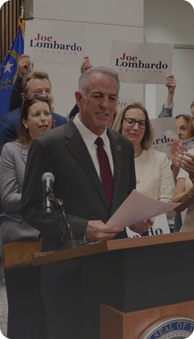 Governor Joe Lombardo speaking at a press conference